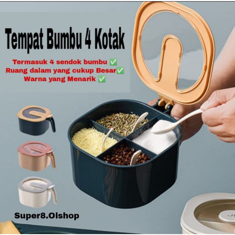 Kotak Bumbu Dapur 4 IN 1/Tempat Bumbu Dapur Set/Wadah Bumbu