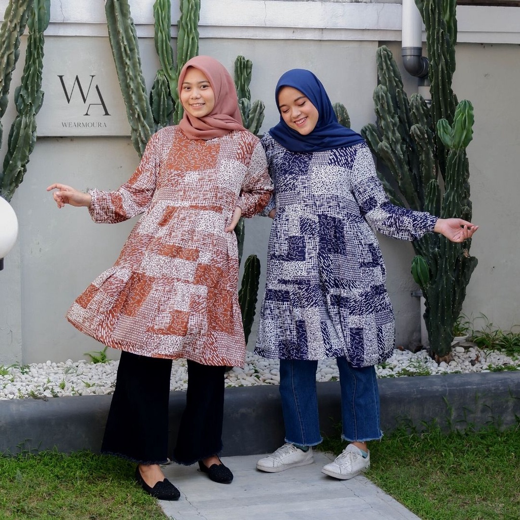 PROMO KILAT - Wearmoura Long Tunik Alika Series Fashion Homedress Kekinian | Best Seller | Wearmoura