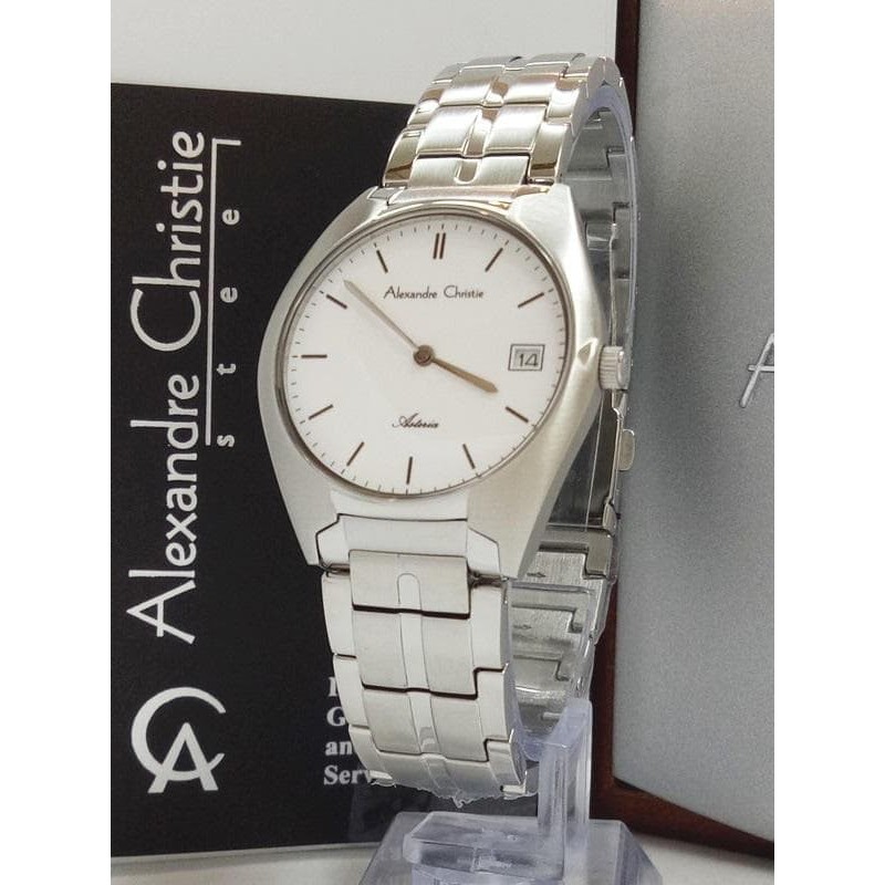 [Free Baterai] JAM TANGAN WANITA ALEXANDRE CHRISTIE AC 8521 SILVER WHITE ORIGINAL