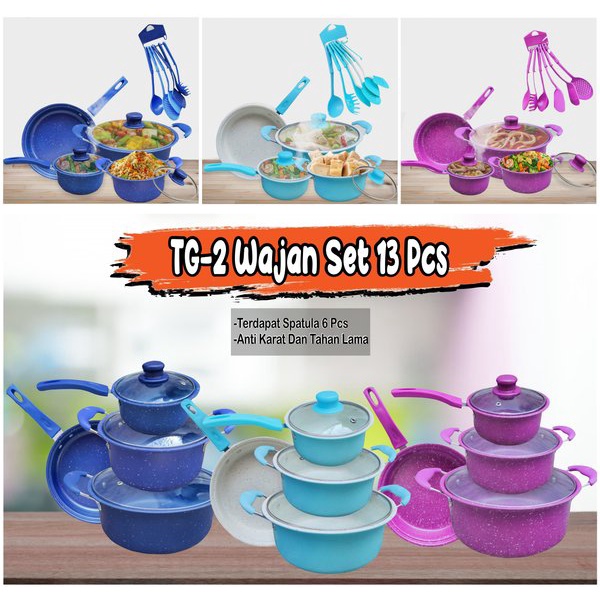 TERMURAH PANCI COOKWARE SET 13pcs / Panci 13 set Paket Peralatan Masak Dapur Tutup Kaca anti panas anti lengket bisa cod