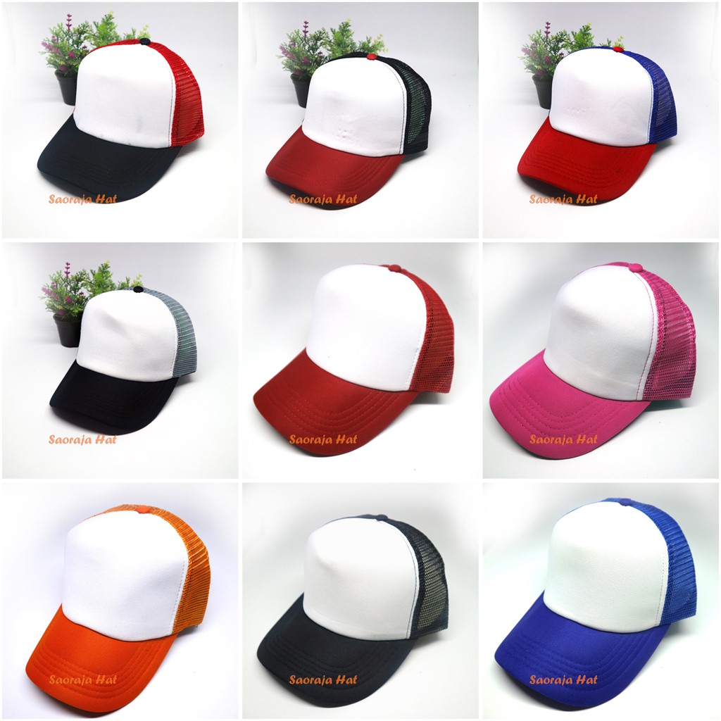 Topi Jaring / Trucker Polos Kombinasi  warna