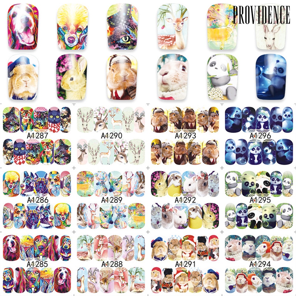 Providence 12Sheet Nail Patch Printed Pattern Waterproof Multiple Styles Women Nail Art Sticker for Beauty