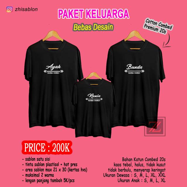 KAOS COUPLE KELUARGA/ KAOS COUPLE BEBAS DESAIN