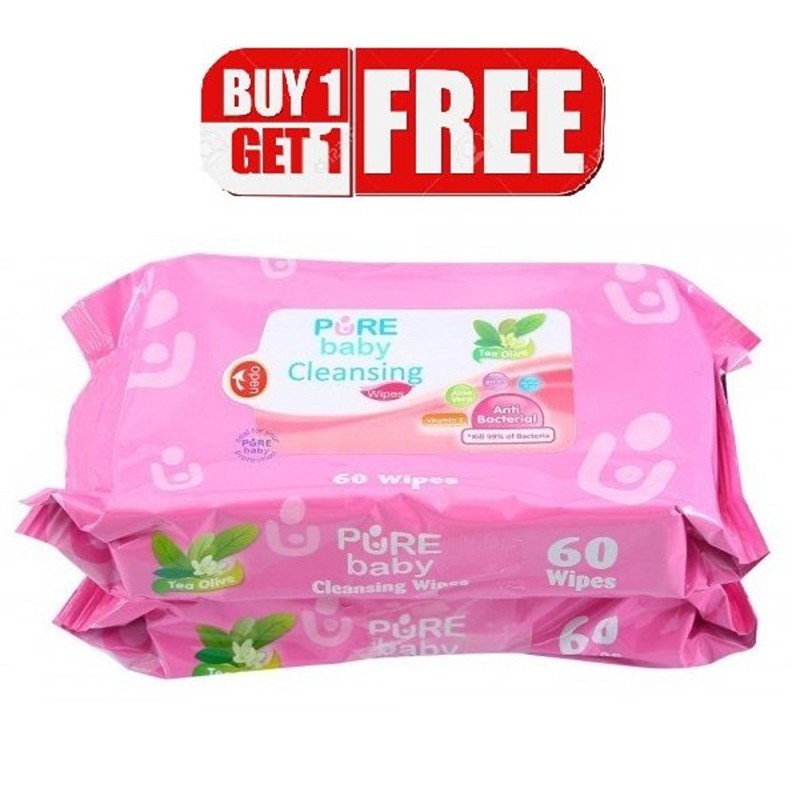 Pure Baby Cleansing Wipes Tissue Basah Buy 1 Get 1 60 lembar