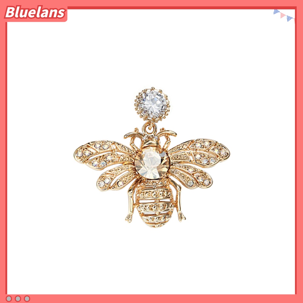 Bluelans Anting Stud Desain Lebah Madu Aksen Berlian Imitasi Untuk Wanita