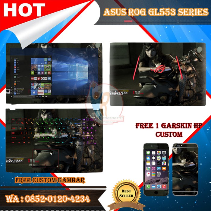 Original Garskin Laptop Full Body Asus ROG GL553 Series Motif Woman - Free Custom Gambar