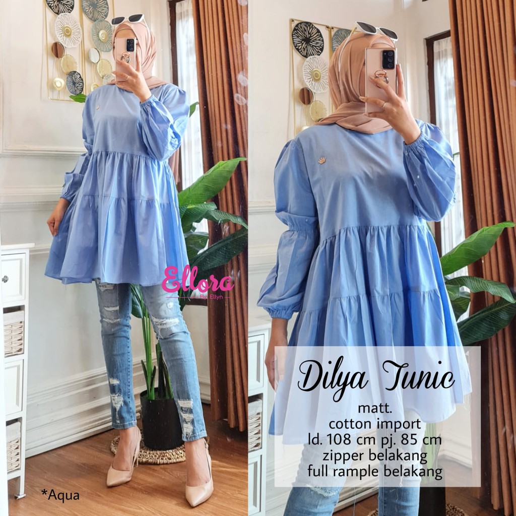 TUNIK WANITA TERBARU 2021 KEKINIAN MURAH, BAHAN KATUN IMPORT DILYA TUNIK BY ELLORA