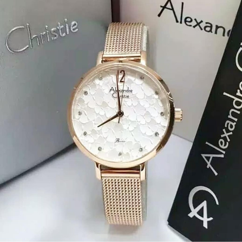 Alexandre christie original ac2728 rosegold rantai pasir