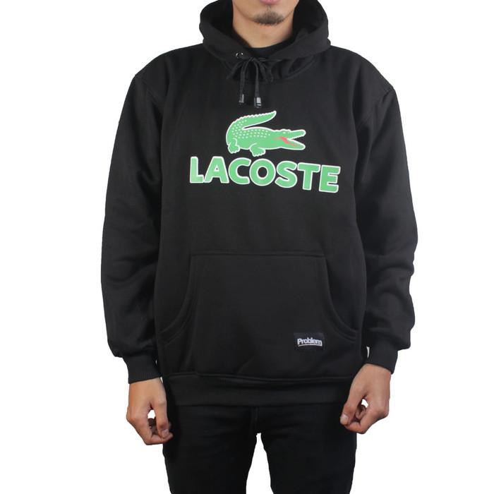 Jaket Sweater Problem Lacoste Jumper Murah/Hoodie Pria Distro Premium - Hitam, L