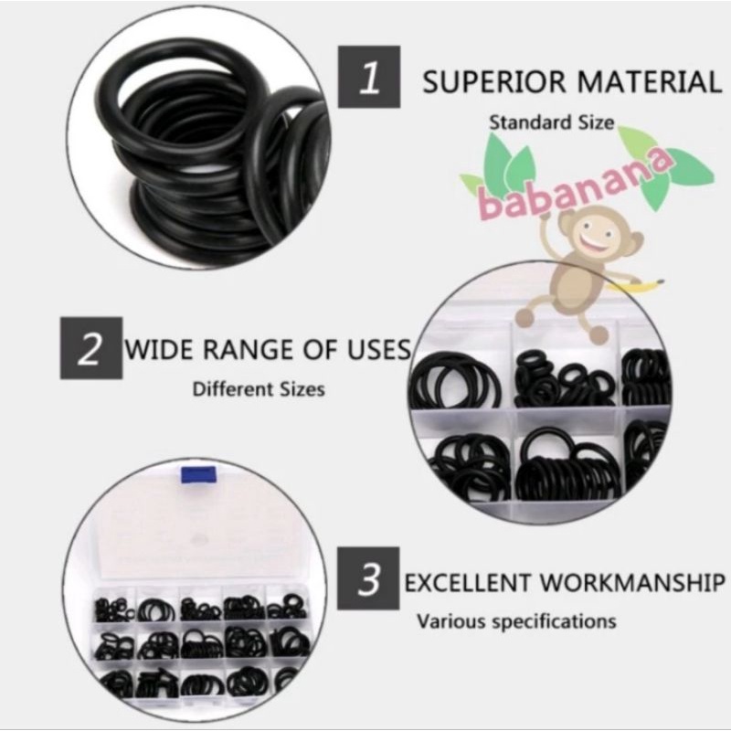 150pcs Rubber NBR DQ003 hitam O-Ring washer ring seal kit cincin karet