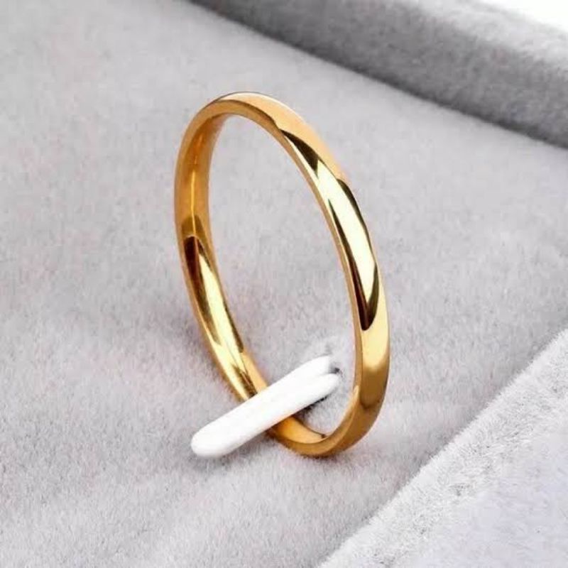 cincin titanium couple / polos kecil warna kuning termurah