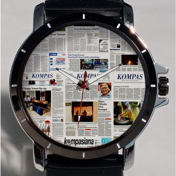 Jam Tangan Pria Kompas Koran Custom