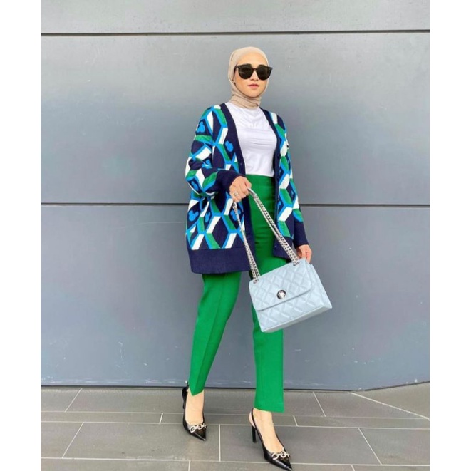 Cardigan Blue Green Sido Rajut Wanita Korea cardi oversize