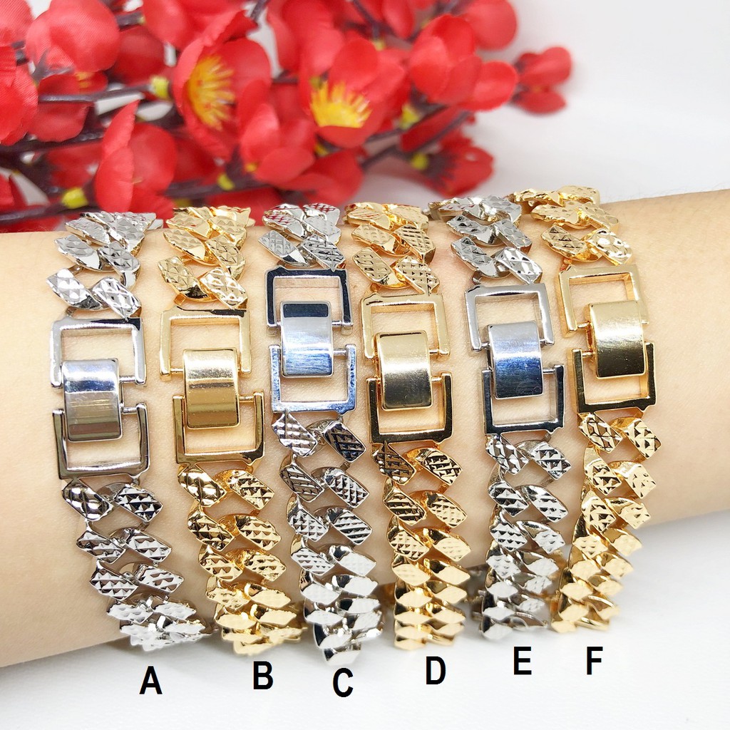 Gelang Rantai Arsir Silang Gold Silver Xuping Warna Lapis Emas - BB356