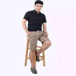  BIG SIZE Celana  Chino  Pendek Pria mick pinggang karet 