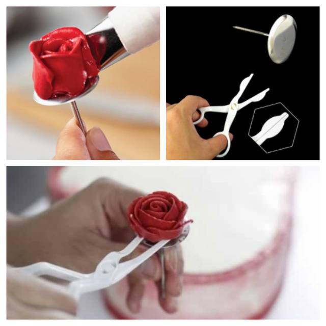 Set paku dan gunting mawar alat dekorasi kue nail flower Set paku dan gunting mawar alat dekorasi kue nail flower