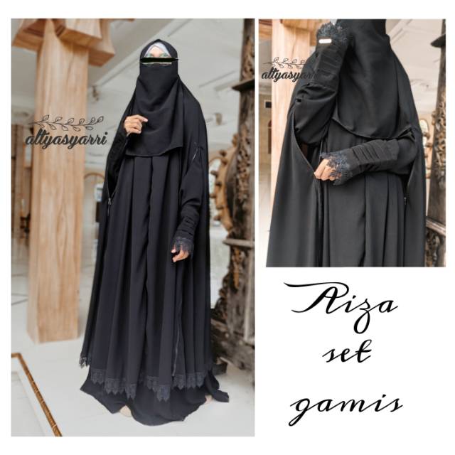 Set gamis aiza / set gamis jetblack/ set gamis resleting / set gamis syari