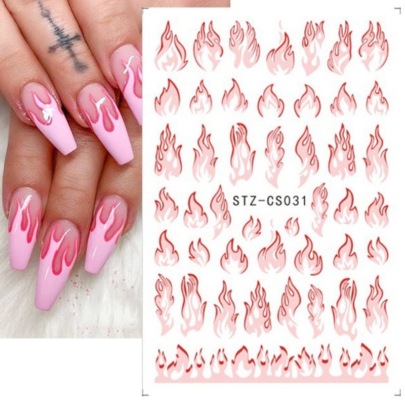 We Flower Stiker Kuku 3d Motif Bunga / Tulisan / Buah Untuk Dekorasi Nail Art / Manicure Diy