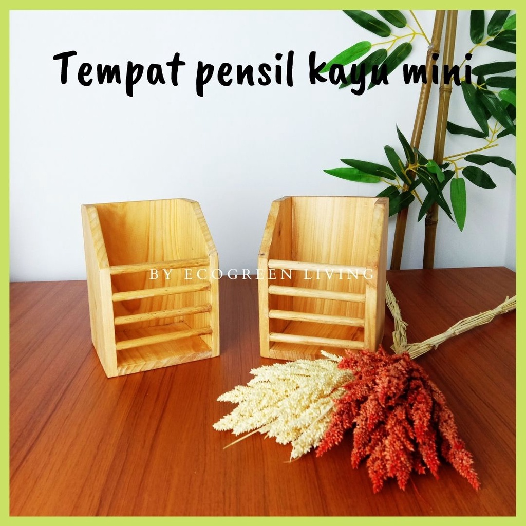 Pen Holder Desk Organizer Stationary / Wooden Desk Organizer / Tempat Pensil Kayu