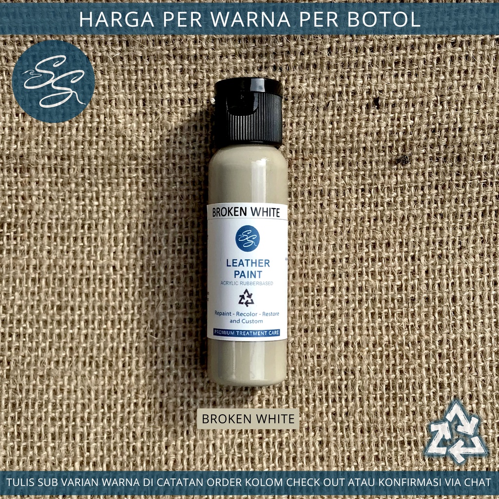 Cat Sepatu Kulit SS Leather Paint - Acrylic Rubber Cat Midsole, Rubber, Boost - Cat Tas Jaket Kulit-Broken White