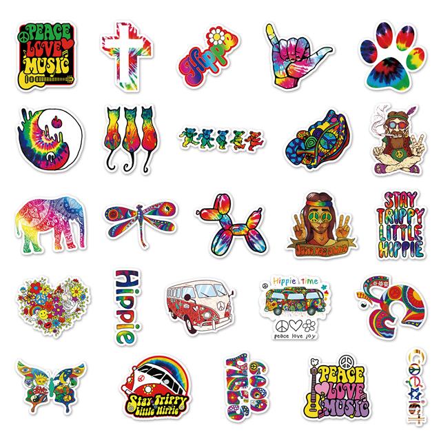 Zhang Hippie grafiti stiker kepribadian warna-warni stiker DIY bagasi skuter stiker