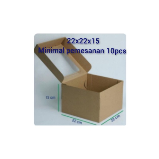

Dus Kue Kotak Karton Box Kraft Mika Packing Kardus uk 22x22x15cm