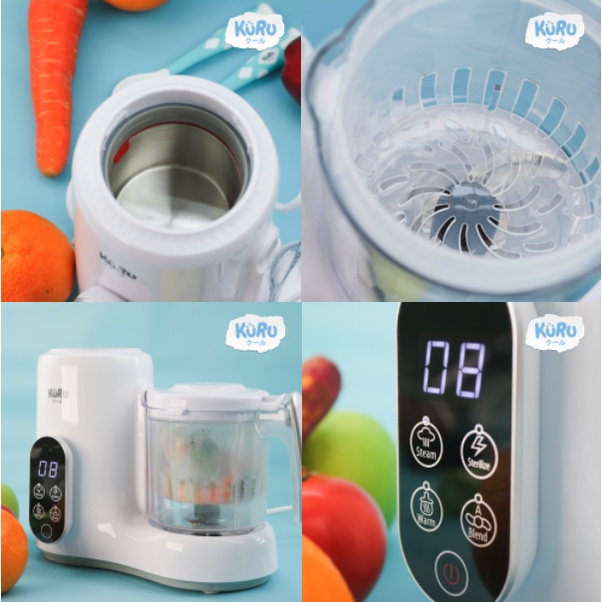 KURU FP5800 4in1 Baby Food Processor Food Maker Steamer Blender MPASI