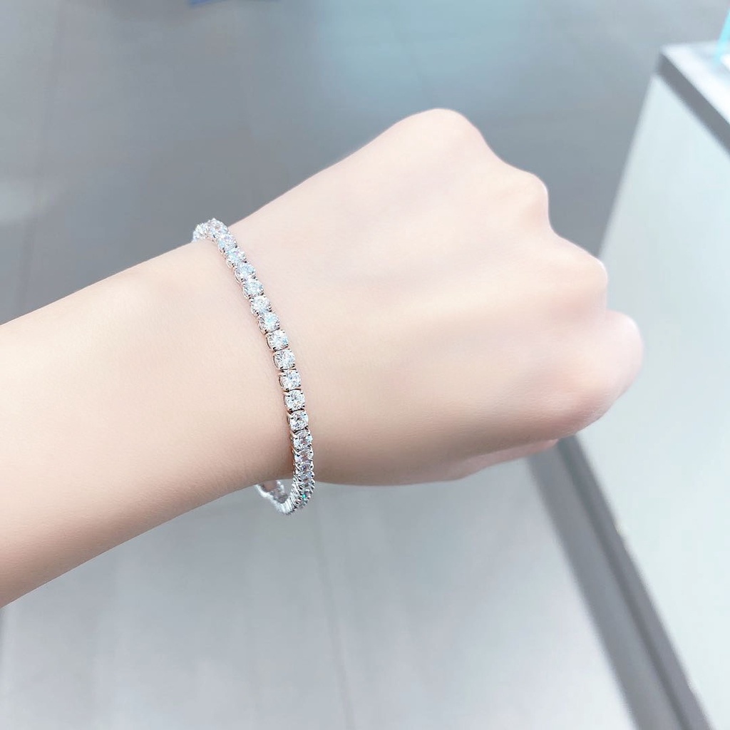 Gelang Rantai Kristal Berlian Cubic Zirconia Warna-Warni Untuk Wanita