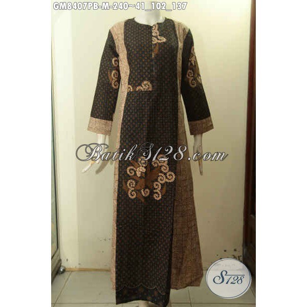 Batik Gamis Modis Desain Mewah Dengan Variasi Dua Warna Nan Berkelas Size M Gm 8407 Pb