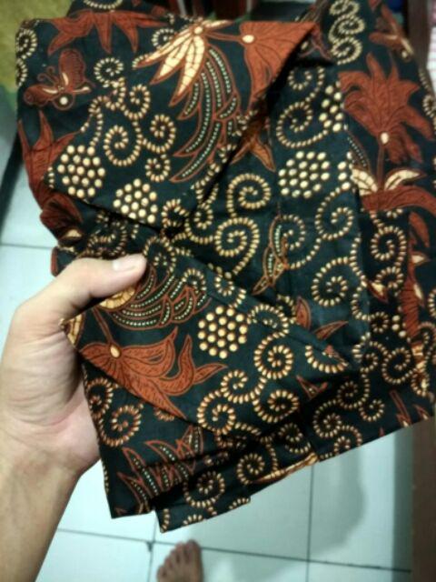 Promo Asli Baju Batik Kemeja Pria Sogan Lawasan Manuk Kembar Katun Cap Solo Baru Pria Kerja Lebaran