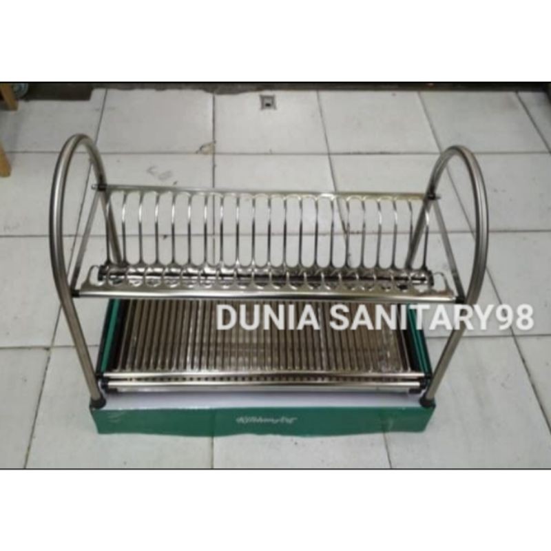 Rak piring INOBE 2 susun STAINLESS SUS 304 Tirisan piring dapur Stainless stell