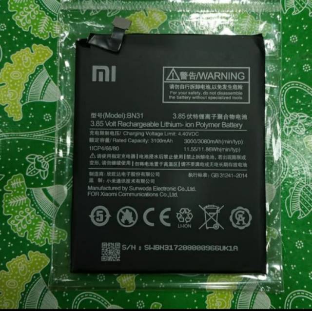 XIAOMI MI 5X / A1 / NOTE 5A / BN31 , XIAOMI REDMI NOTE 3 / NOTE 3 PRO / BM46 baterai battery batre batt