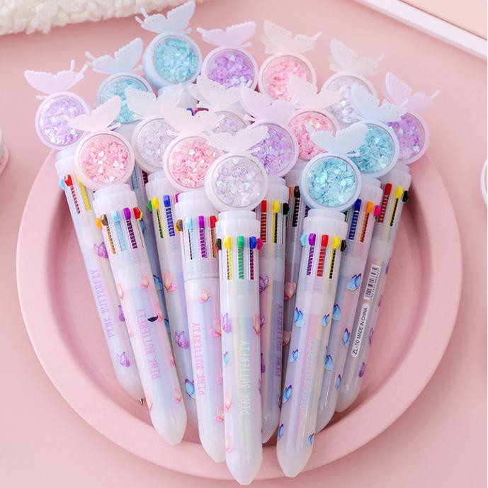

PULPEN 10 WARNA BUTTERFLY BOLPEN KUPU KUPU - BIRU