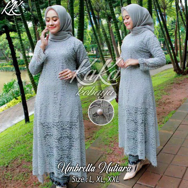 MQ - PROMO KEBAYA MODERN/KEBAYA TUNIK/TUNIK BRUKAT UMBRELLA MUTIARA/SETELAN KEBAYA-SILVER