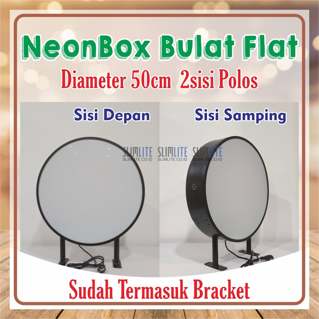 Neon Box Bulat 50cm 2sisi Flat Polos Frame Tebal 11,5cm | Neon Box Bulat (RF115-FF50-2s) NBB Diamete