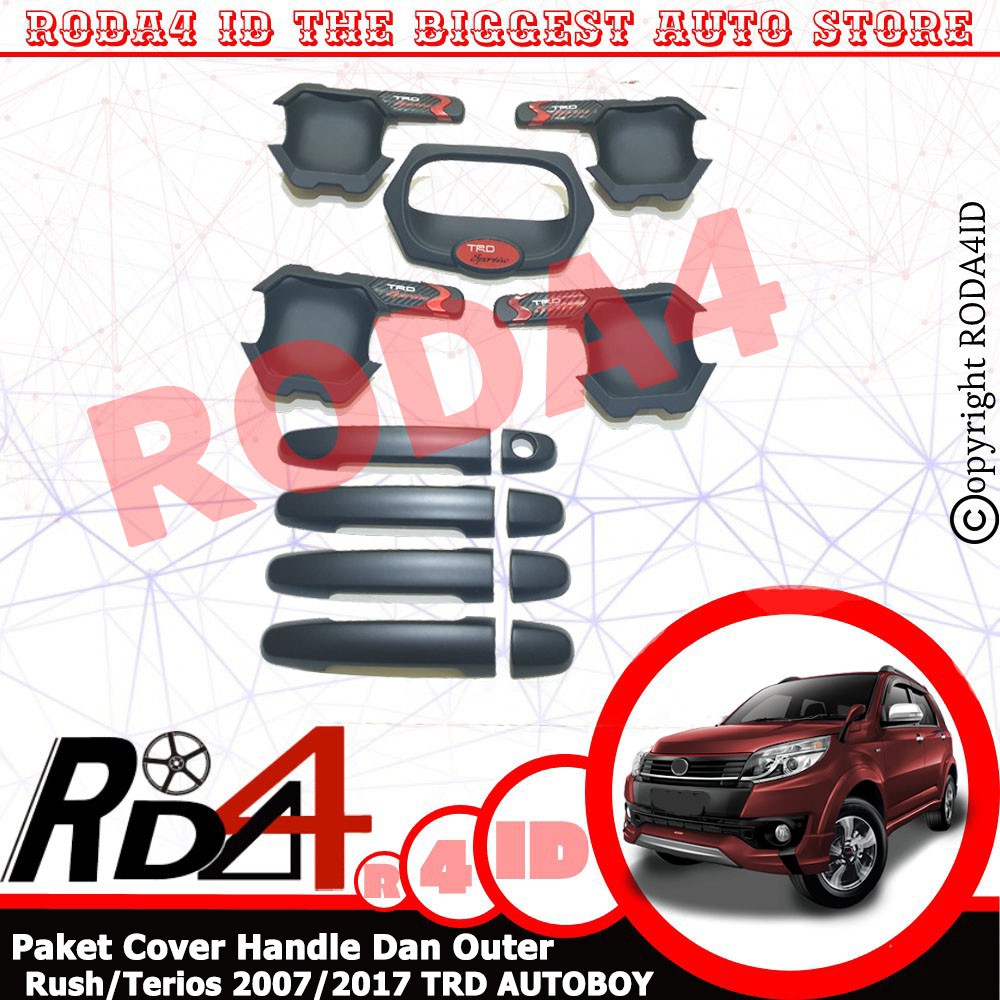 Paket Outer Cover Handle Rush Terios 2007-2017 TRD HITAM DOFF AUTO