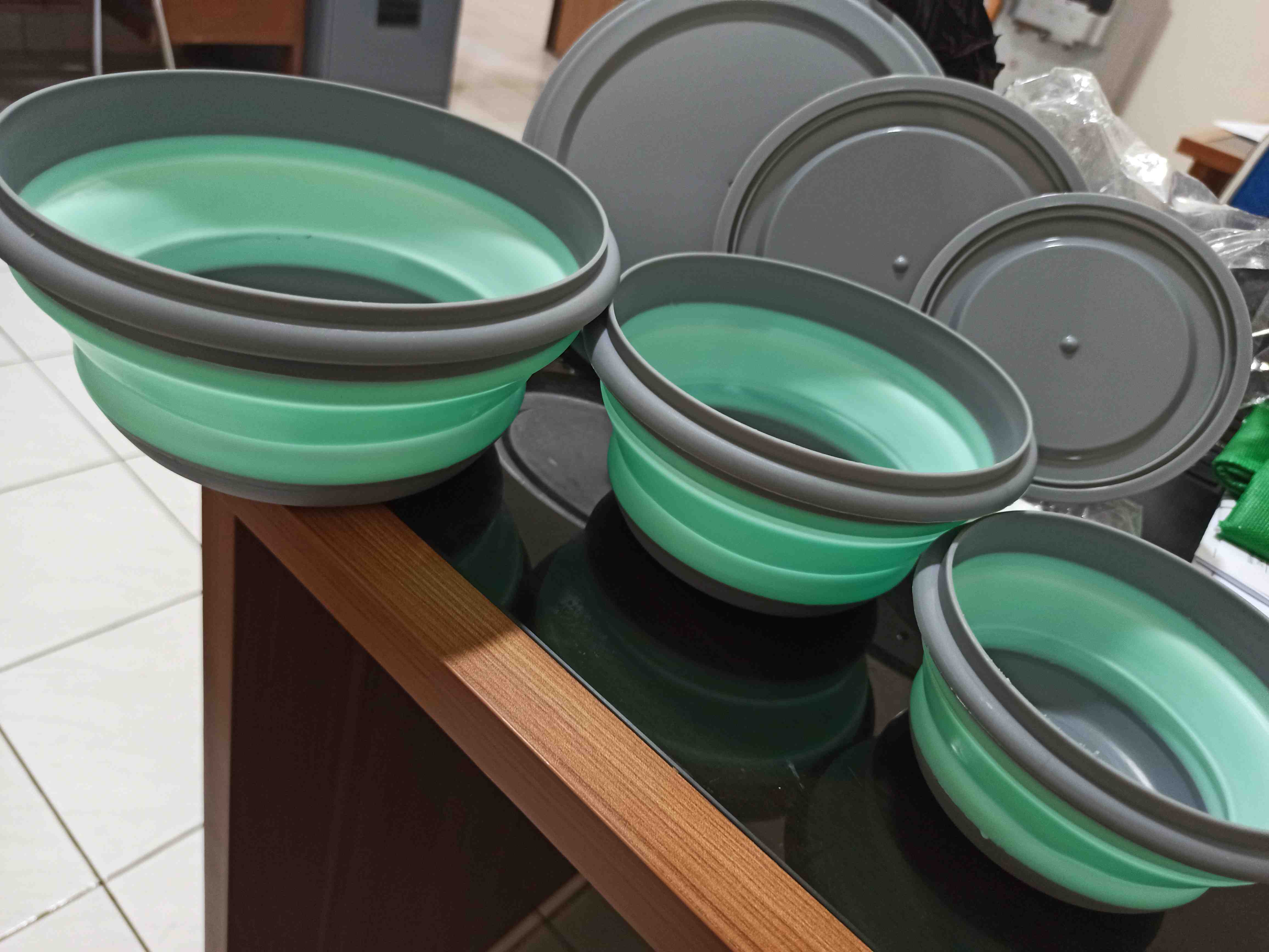 Mic 3 Pcs Silicone Lipat Mangkuk Dengan Anti-melepuh Travel Portabel Silicone Bowl