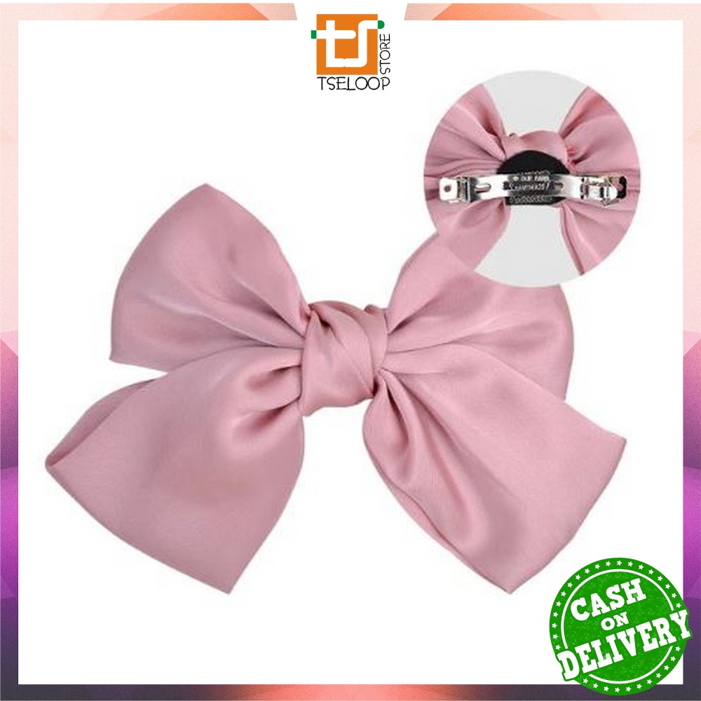 OFM-C160 Ikat Rambut Pita Besar Kuncir Rambut Hairband Aksesoris Wanita Kunciran Rambut Korea Style-JEPIT PINK MUDA