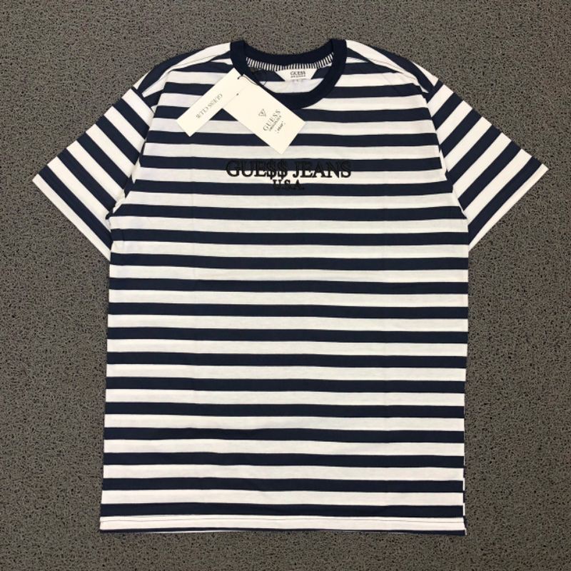 Kaos Tshirt GUESS X ASAP ROCKY STRIPED NAVY AUTHENTIC ORIGINAL