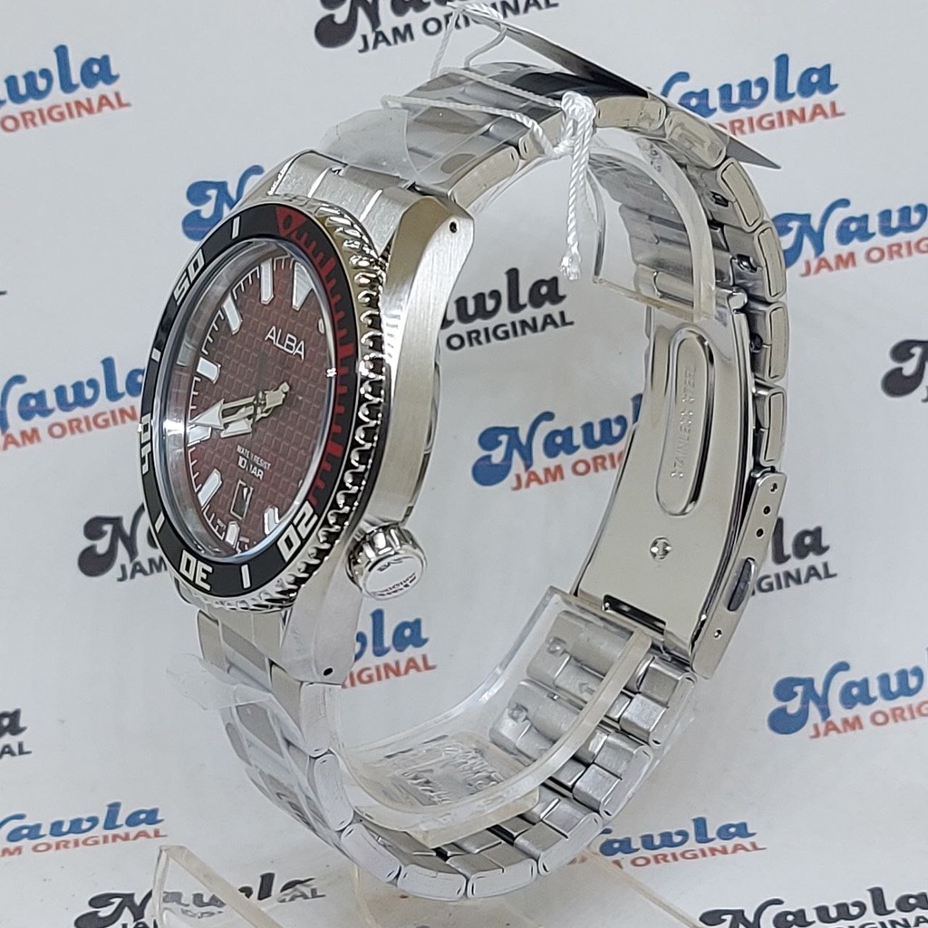 Alba Quartz AS9P03X1 Maroon Dial - Jam Tangan Pria AS9P03