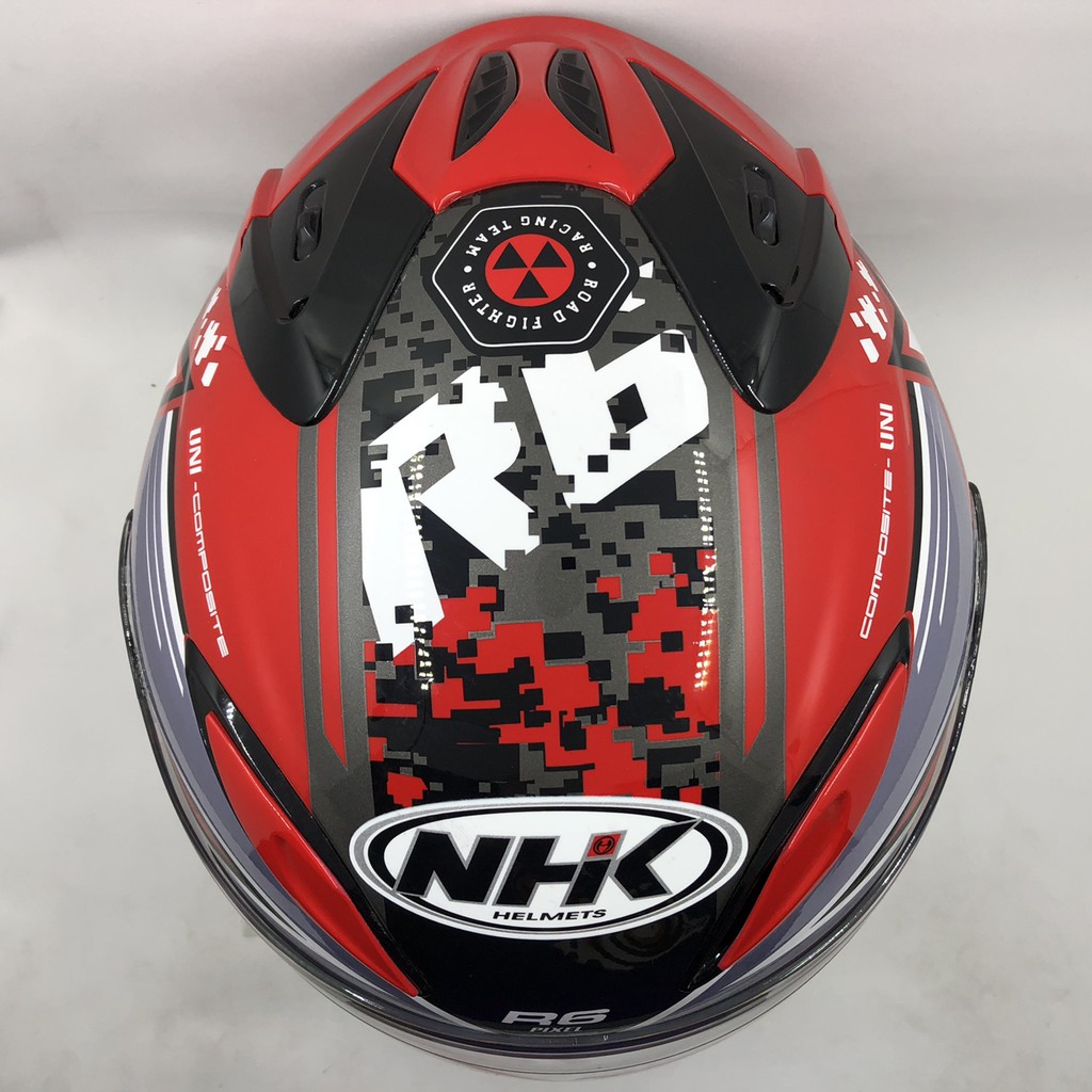 GOYANG HARGA:: Helm NHK R6 Motif Pixel Red Silver Merah Silver Perak BERKUALITAS