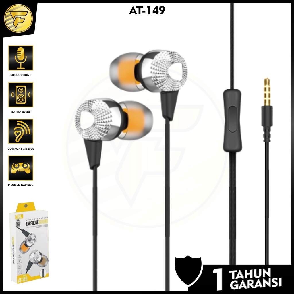 Earphone JBL T-149 stereo bass music telfon diamond headset mic