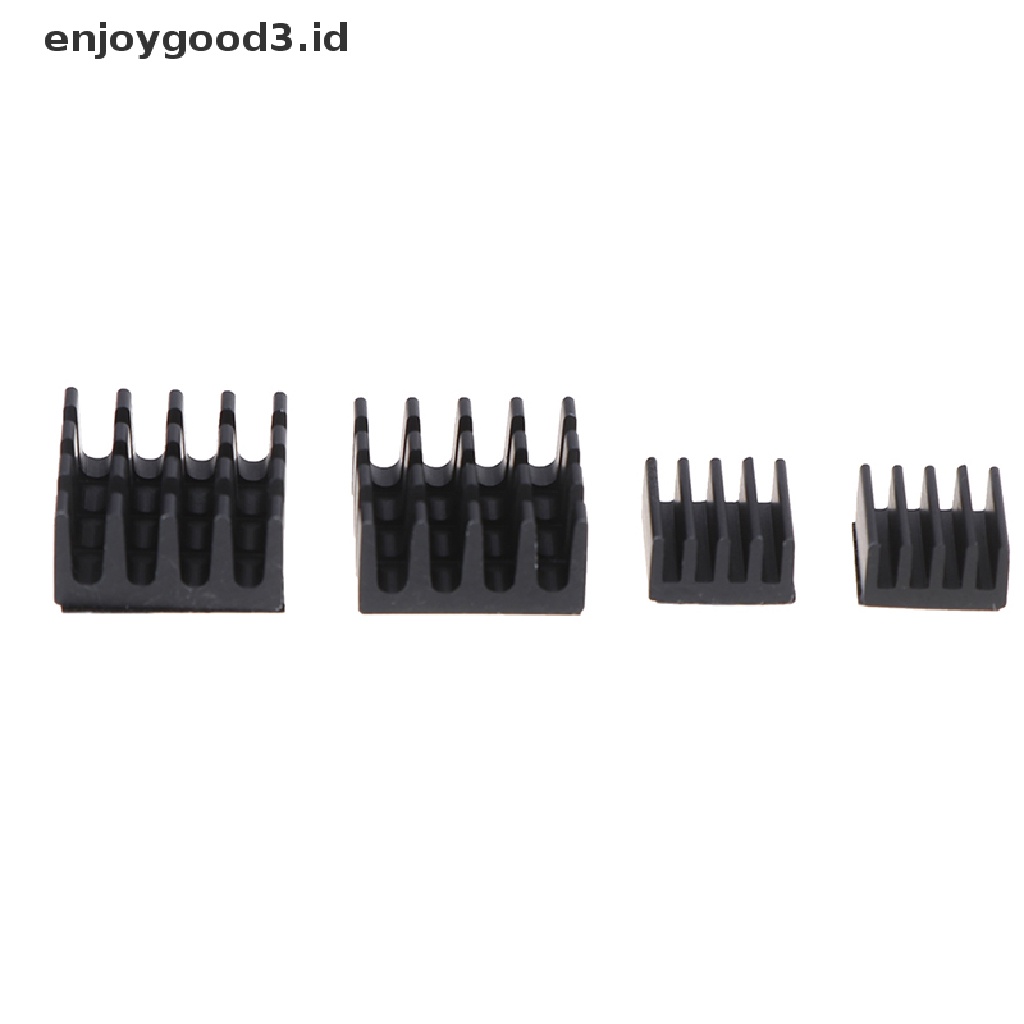 4pcs Heatsink Pendingin Bahan Aluminum Warna Hitam Untuk Raspberry Pi 3 / 2 / Rpi