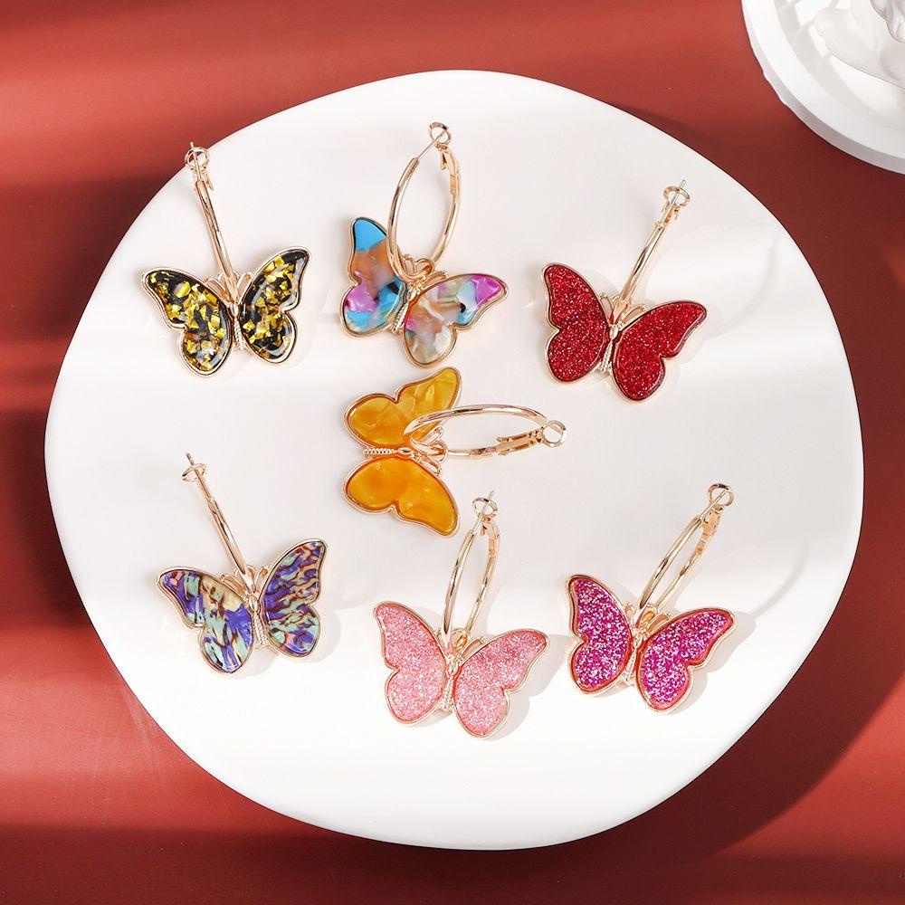 R-flower Butterfly Earrings Trend Wanita Perempuan Kasual Telinga Liontin