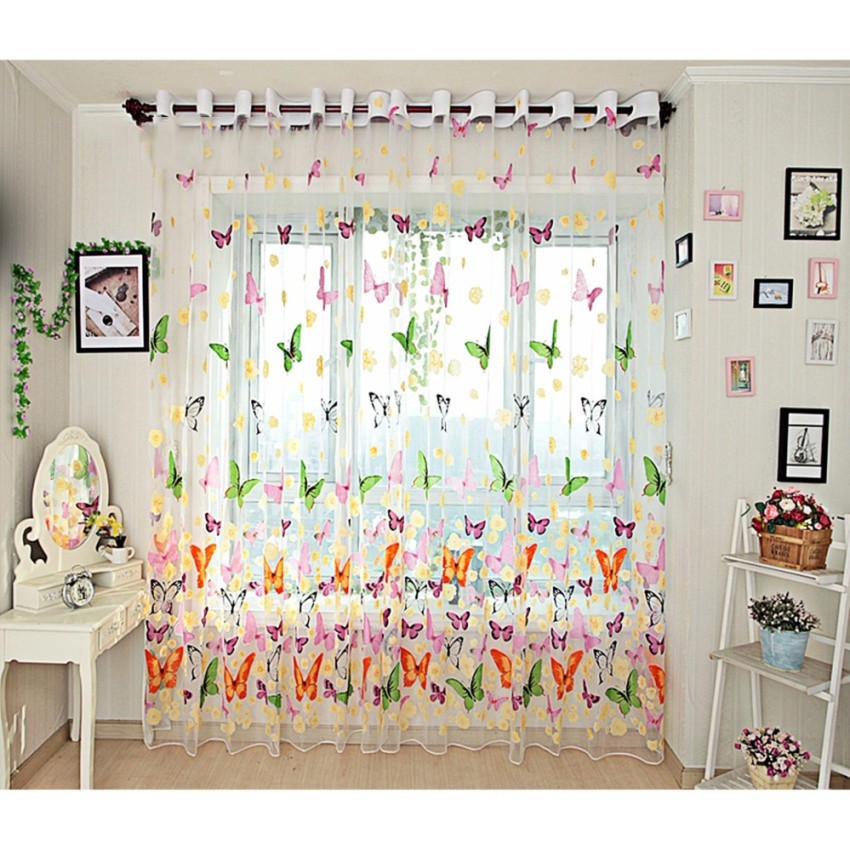 100x200cm Jendela Pintu tirai kupu kupu Gorden Transparan 100x200cm Jendela Pintu tirai kupu kupu Gorden Transparan