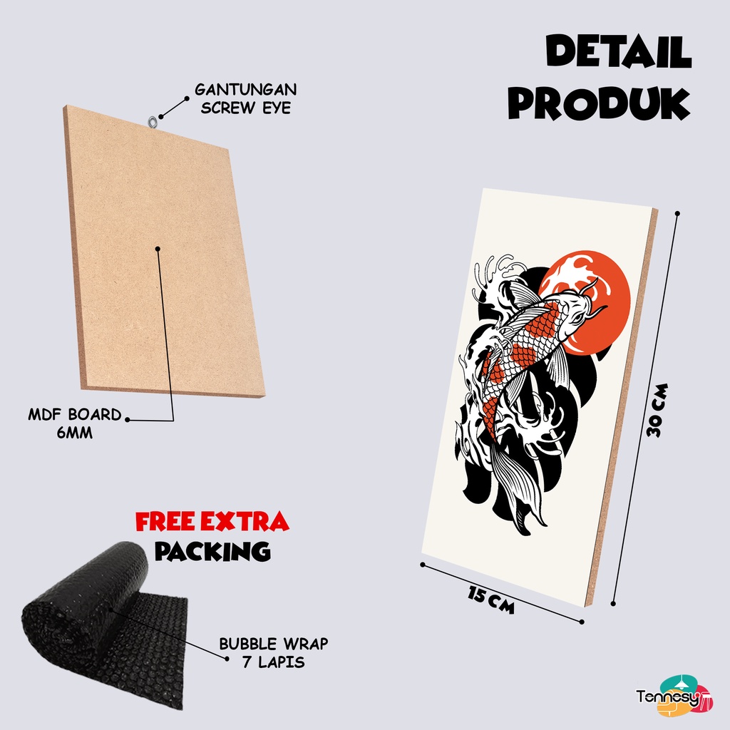 TENNESY HIASAN DINDING WALL DECOR IKAN KOI AESTETIK 15X30 CM PAJANGAN POSTER DEKORASI DINDING KAMAR RUMAH