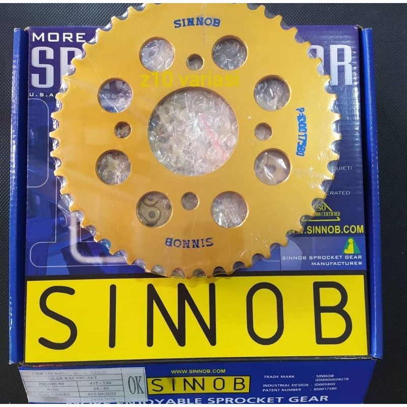 SINNOB GEAR SET RACING CBR 150 NEW K45 CB150R CB 150 LED SONIC GTR 150 MEGA PRO NEW GOLD