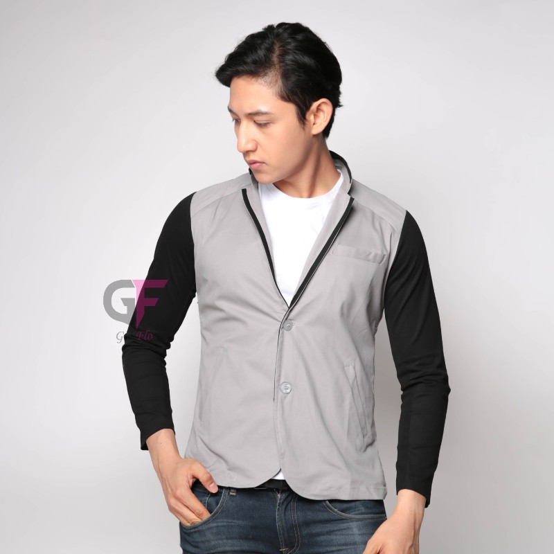 GIOFLO Blazer Pria Casual Slim Fit Grey / BLZ 665