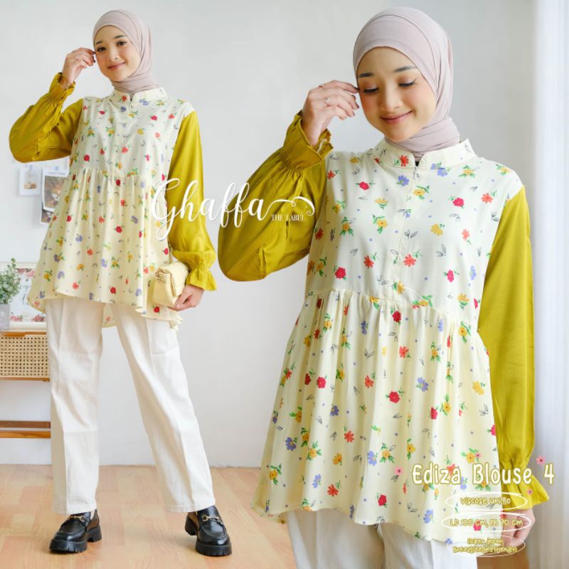 EDIZA BLOUSE kode 4 BY GHAFFA THE LABEL (BLOUSE MOTIF) Blouse muslimah rayon rekomended