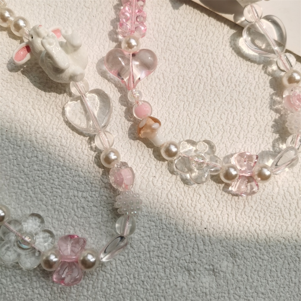 Tali Lanyard Manik-Manik Mutiara Akrilik Warna-Warni Anti Hilang Untuk Case Hp